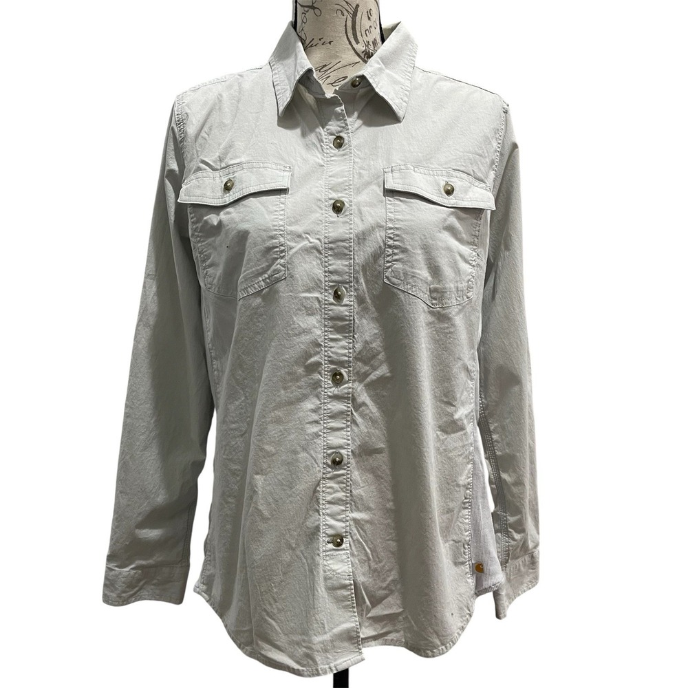 Carhartt‎ Bozeman Rugged Flex Roll Up Sleeve Shirt Womens Size M Work Cowgirl
